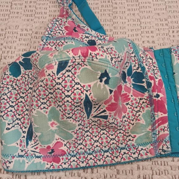 Comfort Choice woman's plus size front close cotton wireless bra sz 48D - Picture 3 of 11